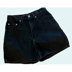 Vintage CROSSROADS Black Denim Mom Hi Waist Shorts 90s 00s Y2K Sz 25